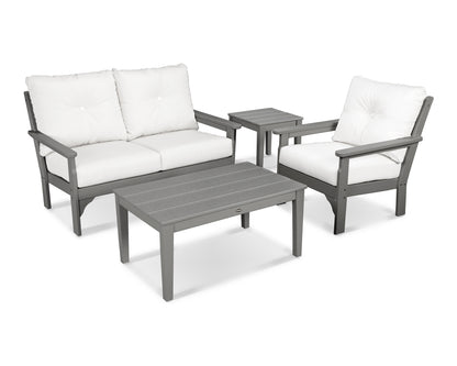POLYWOOD® Vineyard 4-Piece Deep Seating Set in Slate Grey / Natural