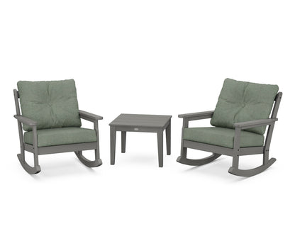 POLYWOOD® Vineyard 3-Piece Deep Seating Rocker Set in Slate Grey / Cast Sage