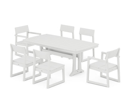 POLYWOOD® EDGE 7-Piece Dining Set with Trestle Legs in White