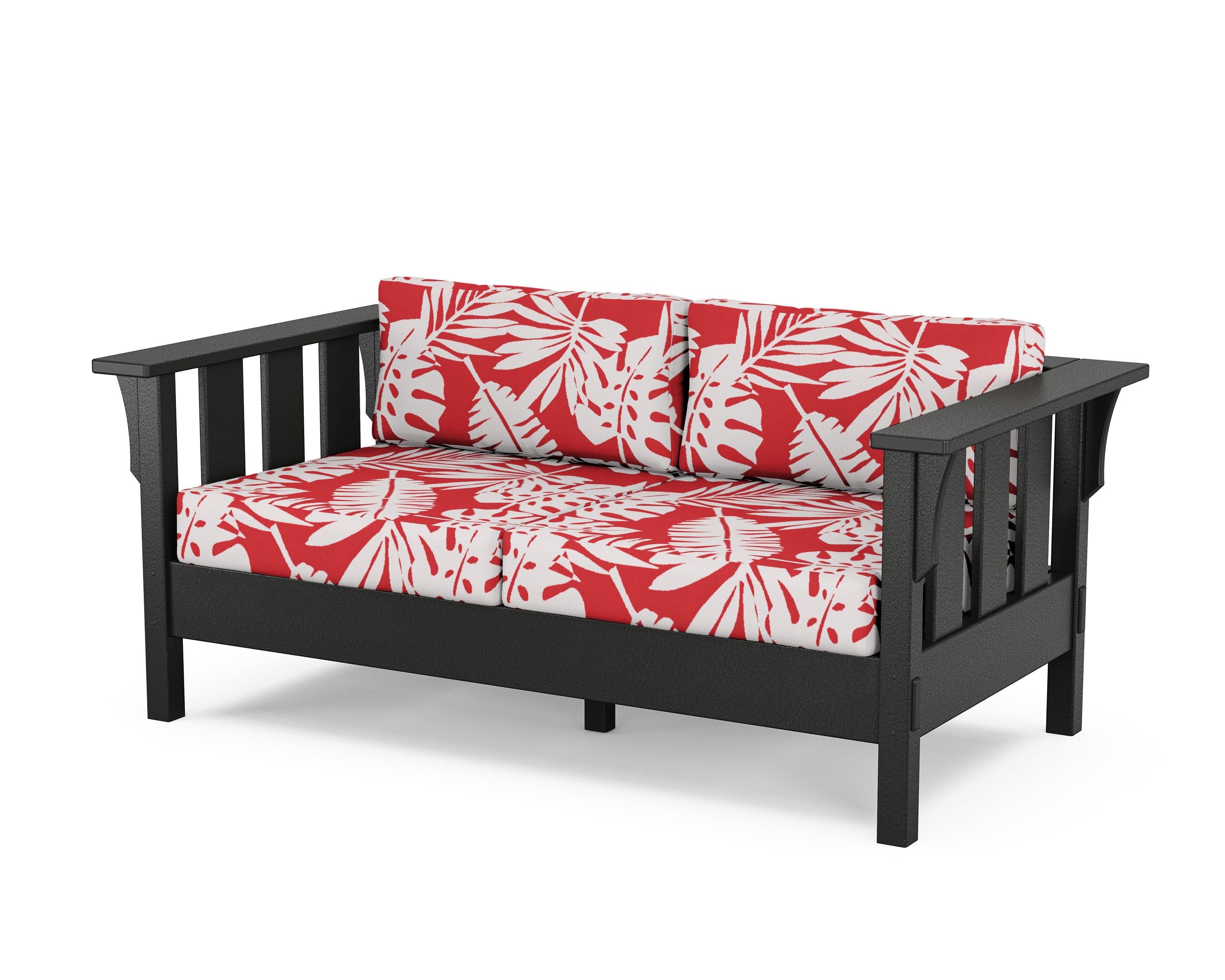 Martha Stewart by POLYWOOD® Acadia Deep Seating Loveseat in Black / Leaf Crimson