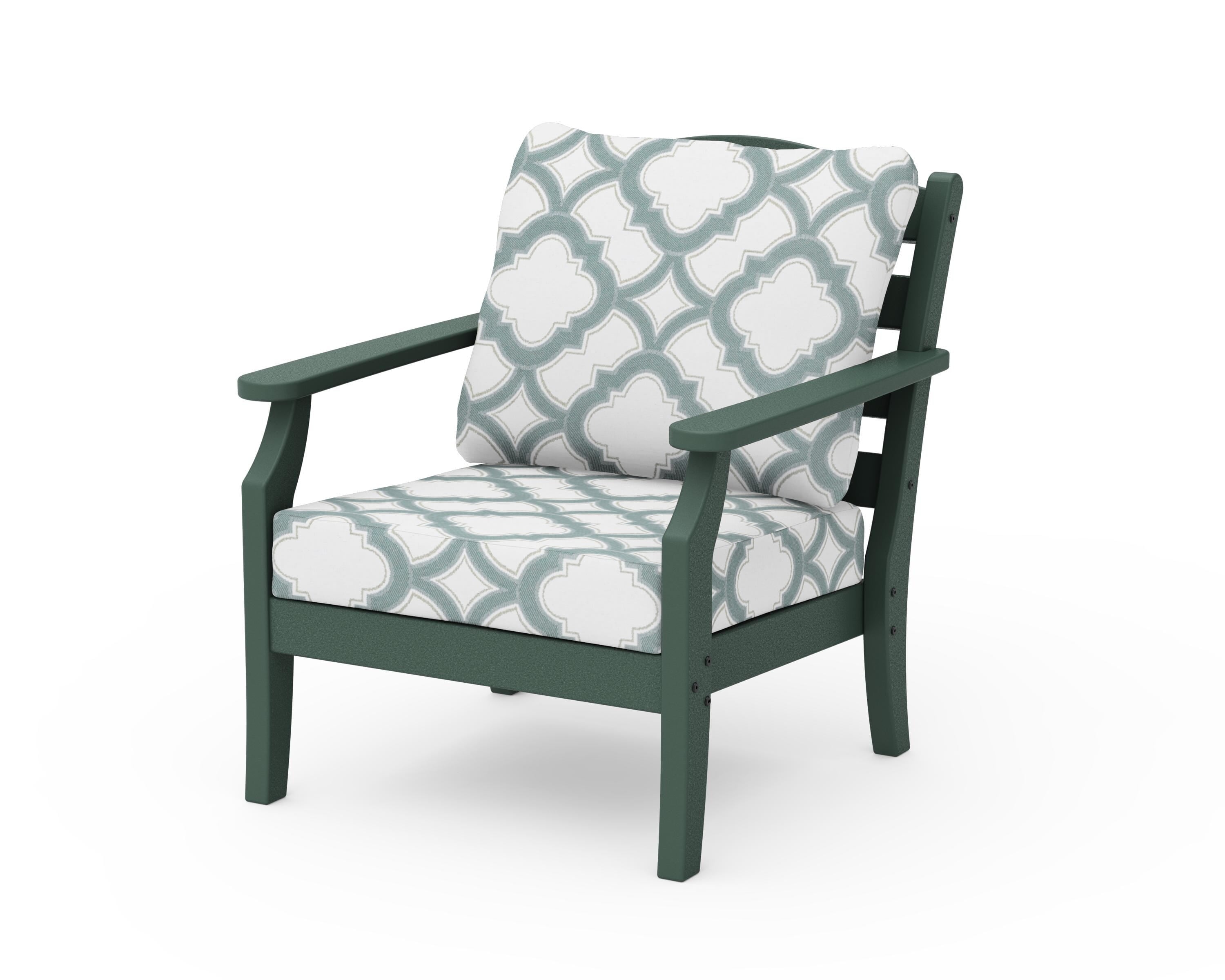 Draper James™ by  POLYWOOD® Savannah Deep Seating Chair in Green / Trellis Glacier Spa
