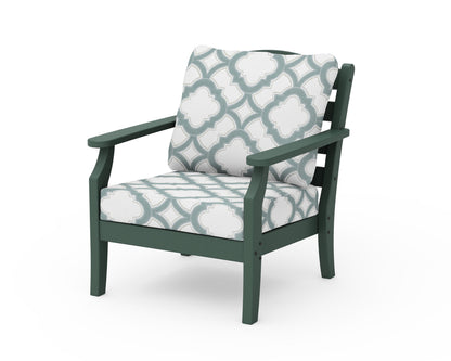Draper James™ by  POLYWOOD® Savannah Deep Seating Chair in Green / Trellis Glacier Spa