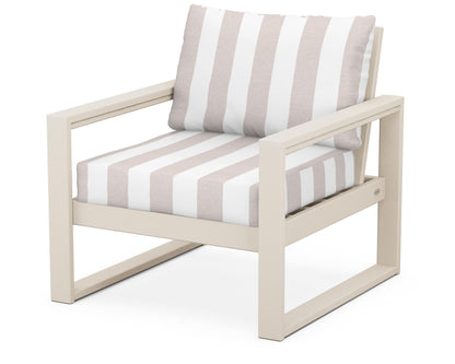 POLYWOOD® EDGE Club Chair in Sand / Cabana Stripe Dune Burlap