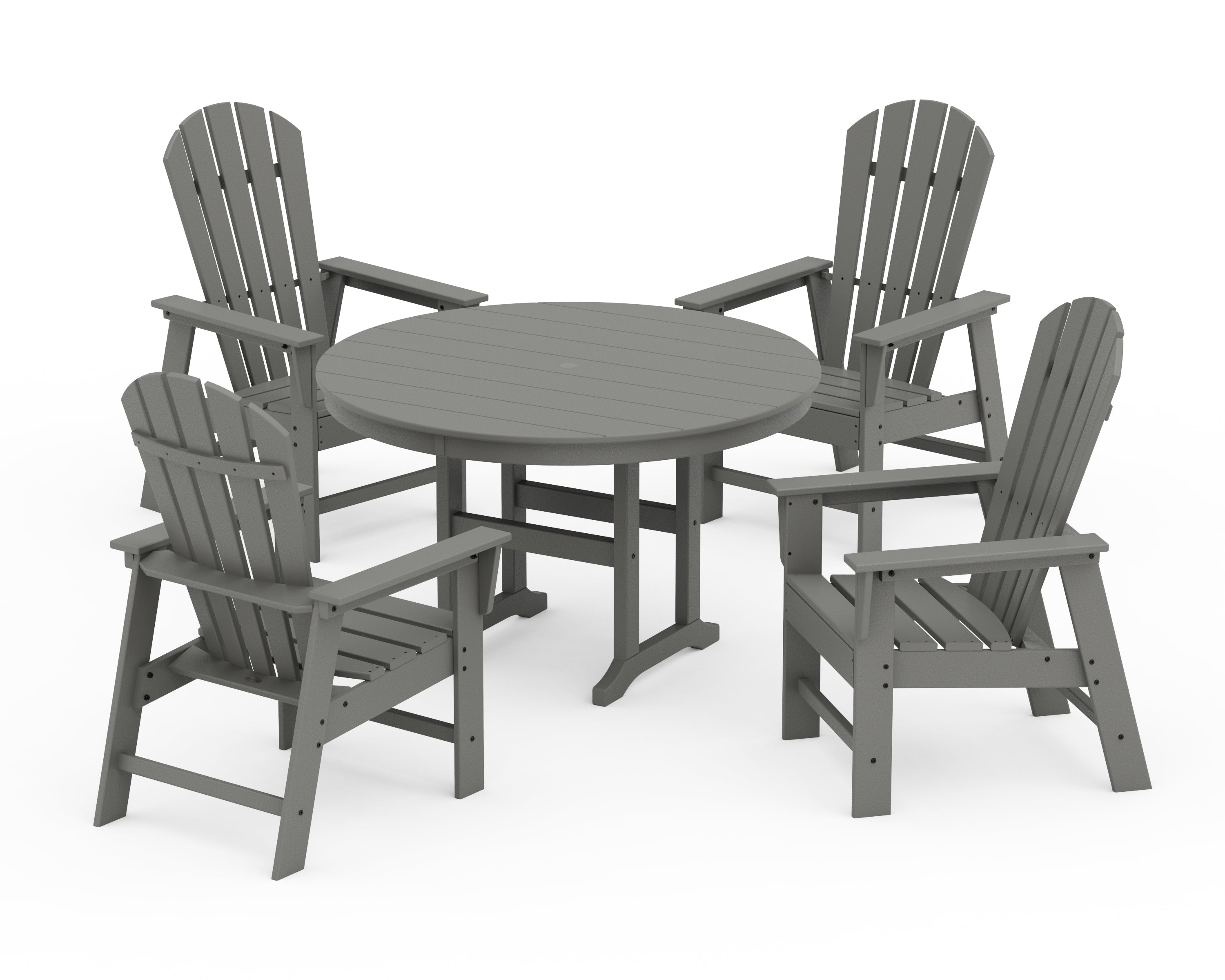 POLYWOOD® South Beach 5-Piece Round Farmhouse Dining Set in Slate Grey