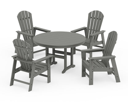 POLYWOOD® South Beach 5-Piece Round Farmhouse Dining Set in Slate Grey