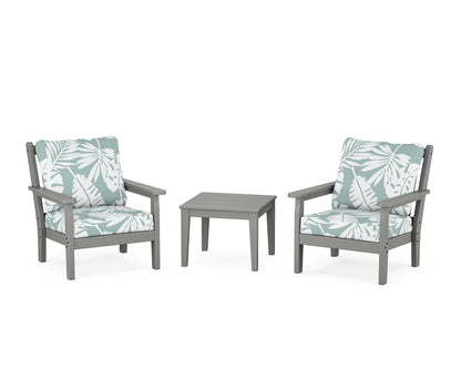 POLYWOOD® Chippendale 3-Piece Deep Seating Set in Slate Grey / Leaf Glacier Spa