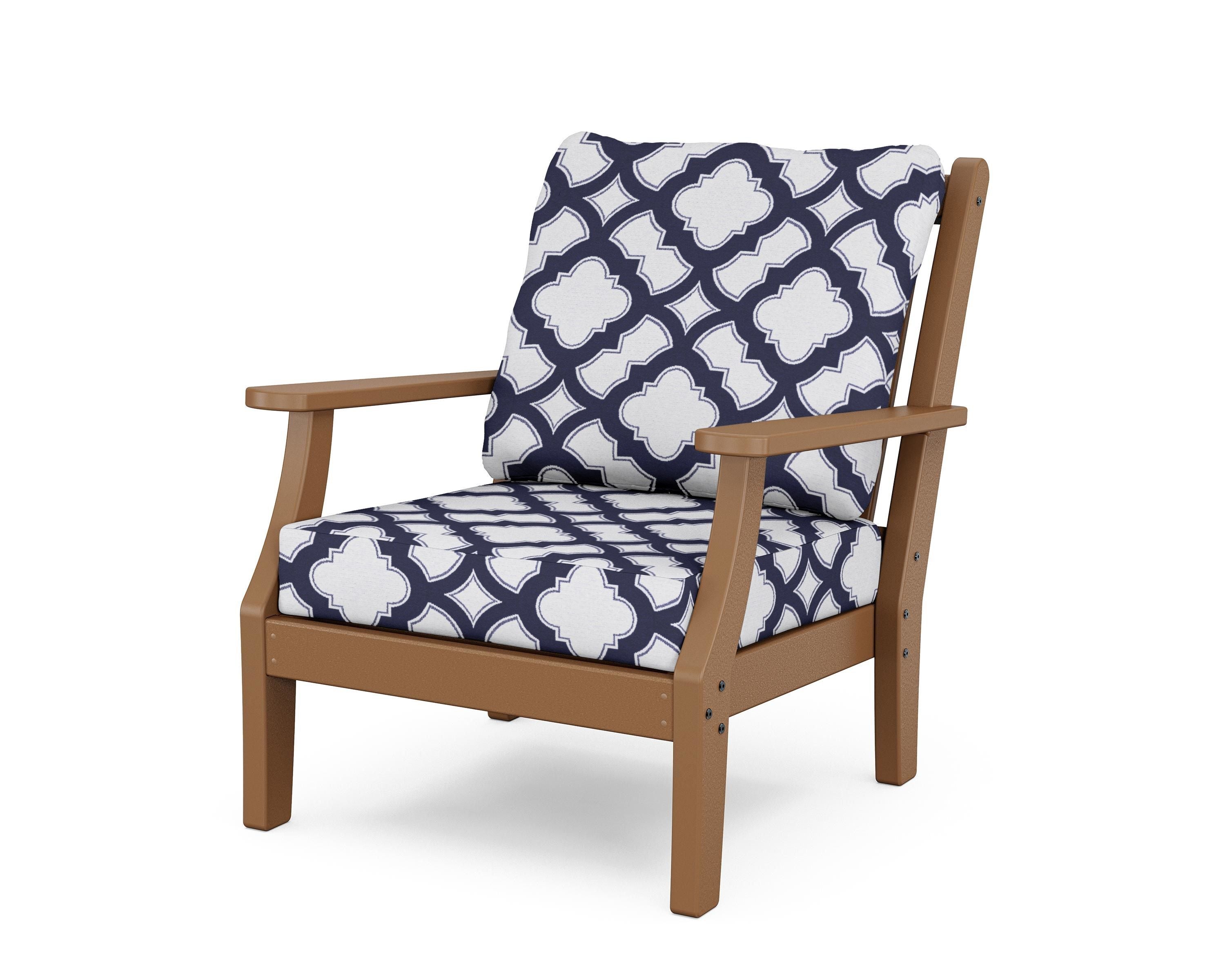 Country Living Wovendale Deep Seating Chair in Teak / Trellis Navy