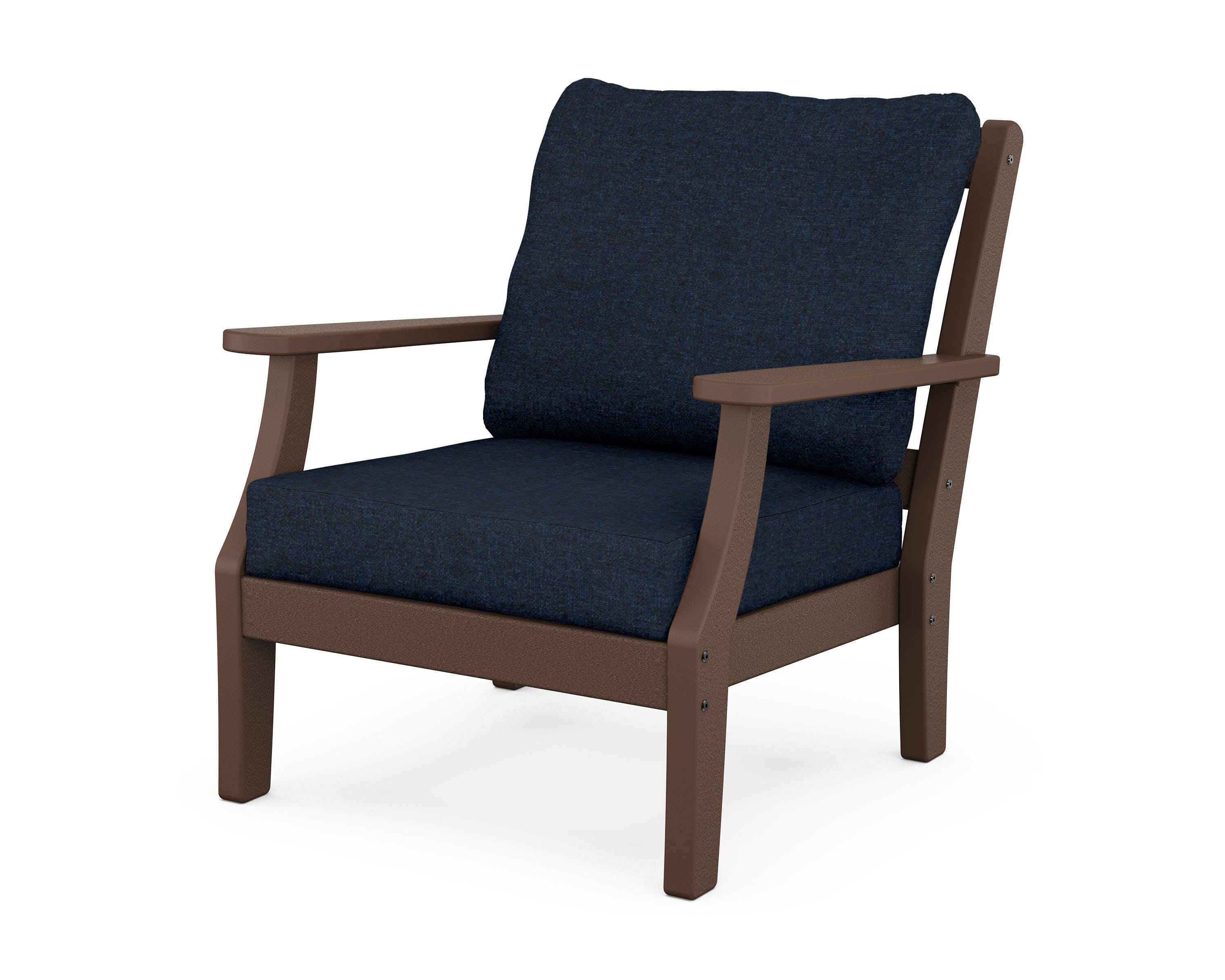 Martha Stewart by POLYWOOD® Chinoiserie Deep Seating Chair in Mahogany / Marine Indigo