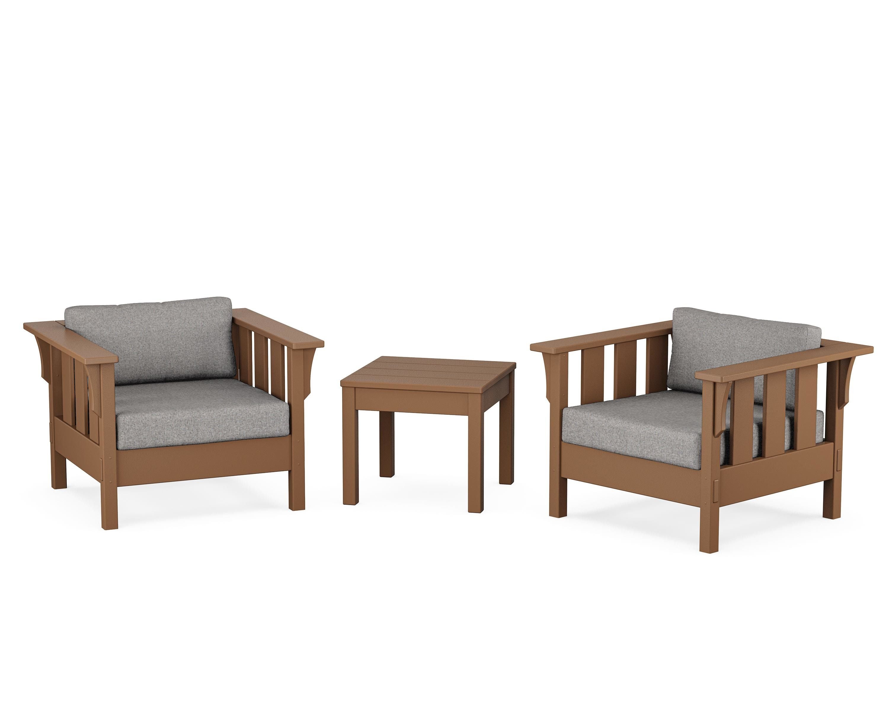 Martha Stewart by POLYWOOD® Acadia 3-Piece Deep Seating Set in Teak / Grey Mist