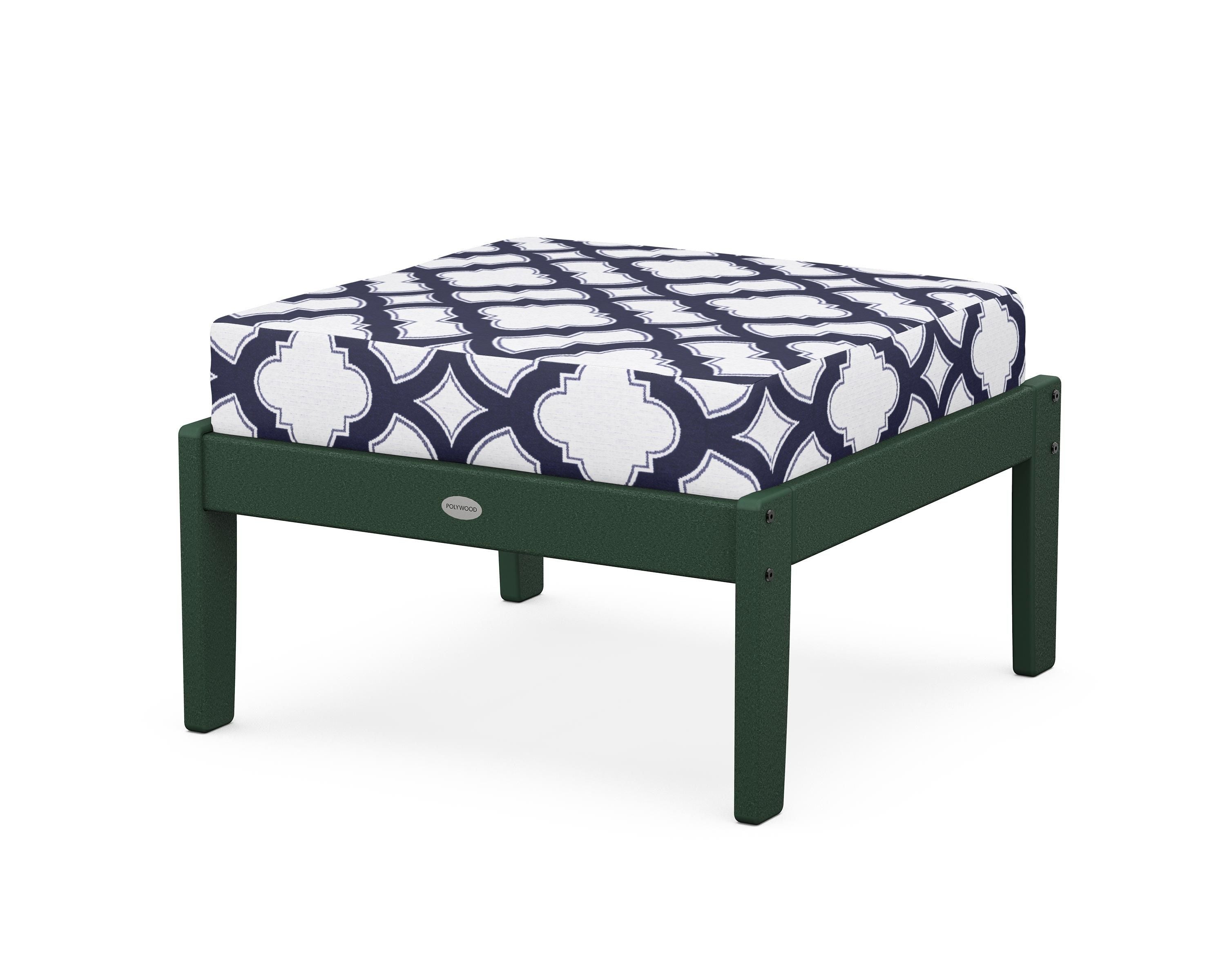 POLYWOOD® Braxton Deep Seating Ottoman in Green / Trellis Navy