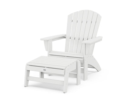 POLYWOOD® Nautical Grand Adirondack Chair with Ottoman in White