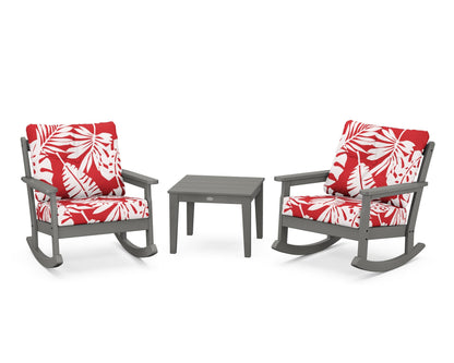 POLYWOOD® Vineyard 3-Piece Deep Seating Rocker Set in Slate Grey / Leaf Crimson