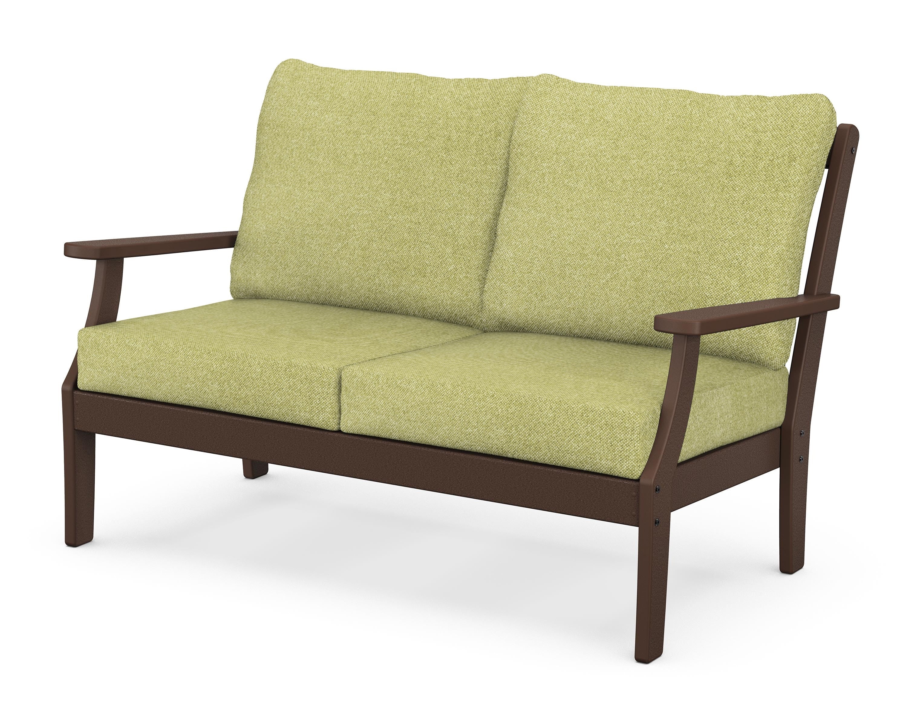 POLYWOOD® Braxton Deep Seating Loveseat in Mahogany / Chartreuse Boucle