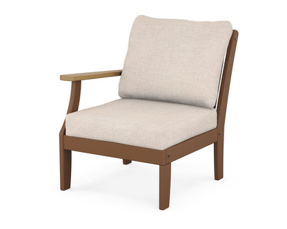 POLYWOOD® Braxton Modular Left Arm Chair in Teak / Natural / Blend Linen