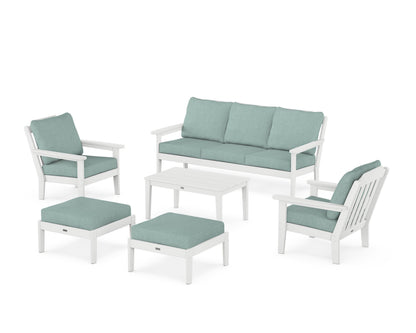 Country Living Cottage 6-Piece Lounge Sofa Set in White / Glacier Spa
