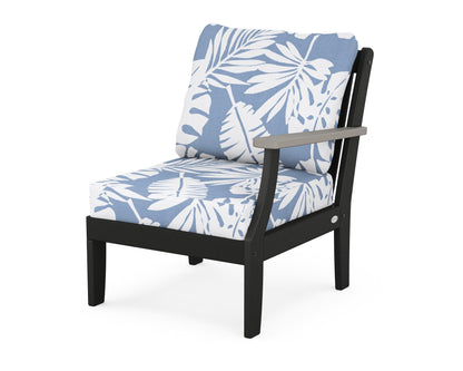 POLYWOOD® Braxton Modular Right Arm Chair in Black / Driftwood / Leaf Sky Blue