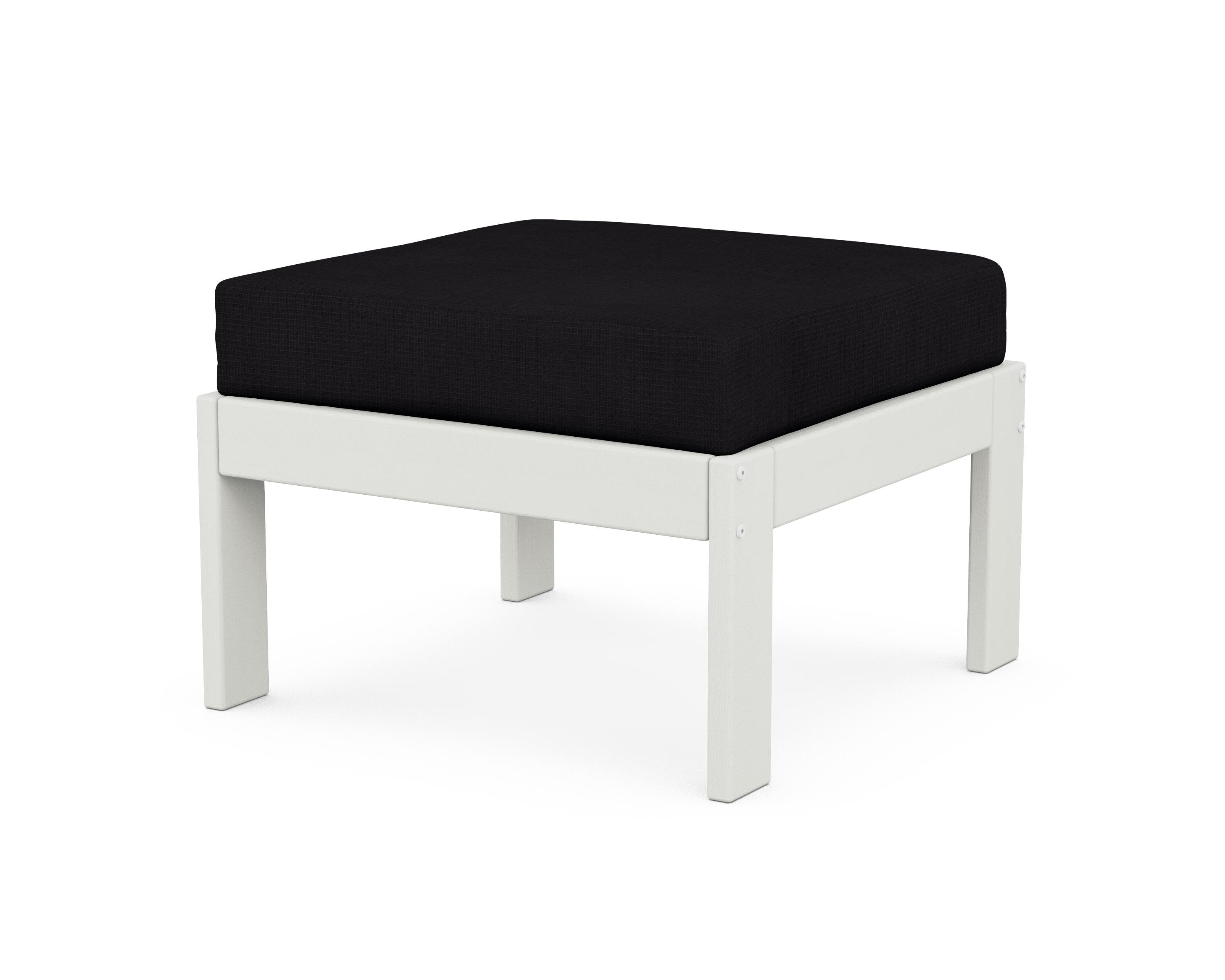 POLYWOOD® Vineyard Modular Ottoman in Vintage White / Midnight Linen