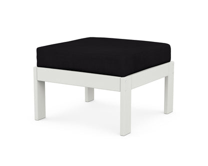 POLYWOOD® Vineyard Modular Ottoman in Vintage White / Midnight Linen
