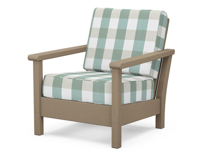 POLYWOOD® Harbour Deep Seating Chair in Vintage Sahara / Buffalo Plaid Glacier Spa