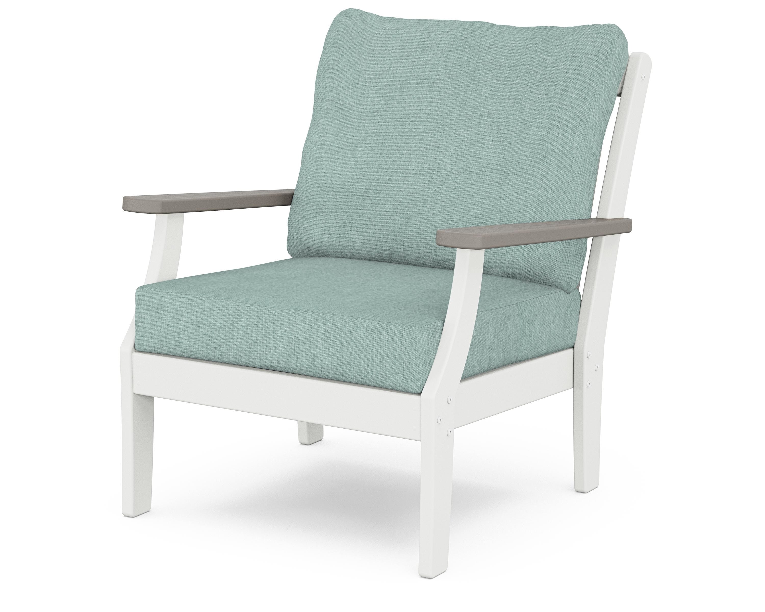 POLYWOOD® Braxton Deep Seating Chair in White / Driftwood / Glacier Spa