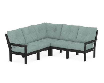 POLYWOOD® Vineyard 5-Piece Sectional in Black / Glacier Spa