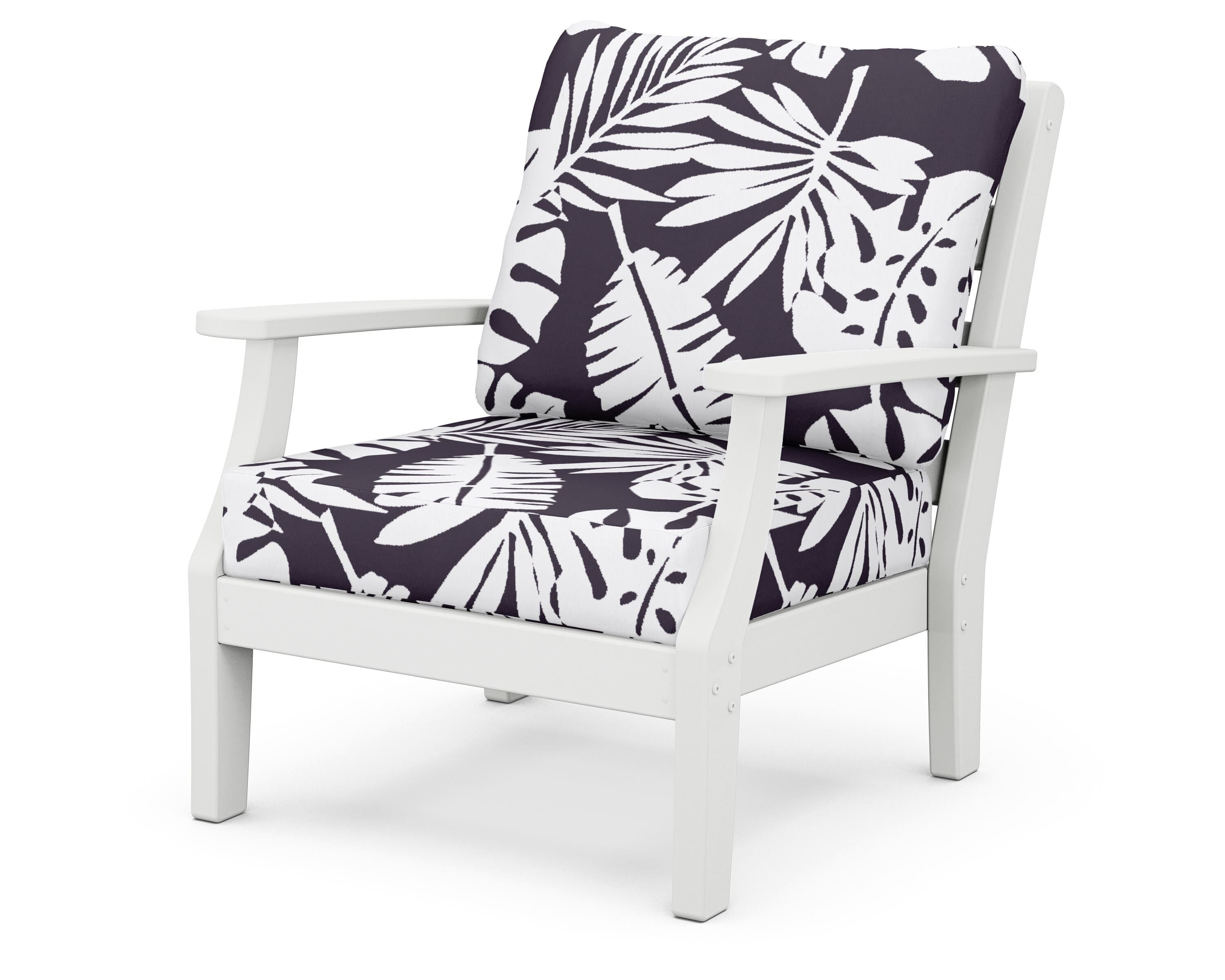 POLYWOOD® Chesapeake Deep Seating Chair in White / Leaf Navy