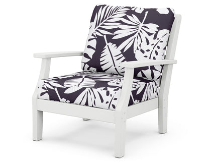POLYWOOD® Chesapeake Deep Seating Chair in White / Leaf Navy