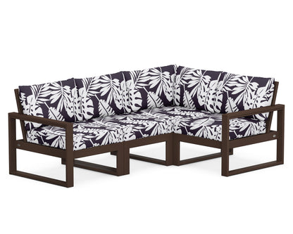 POLYWOOD® EDGE 4-Piece Modular Deep Seating Set in Mahogany / Leaf Navy