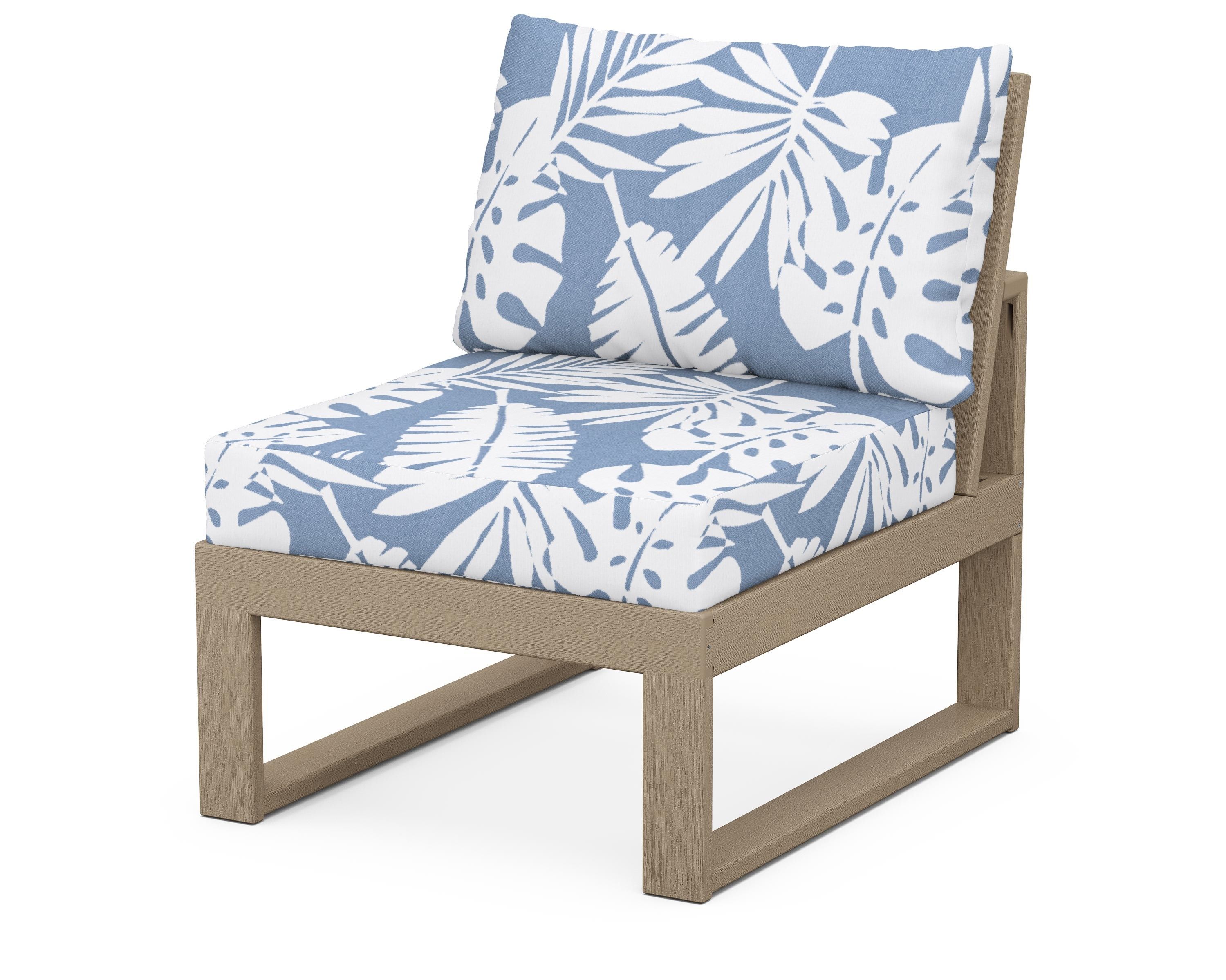 Unbranded Modular Armless Chair in Vintage Sahara / Leaf Sky Blue