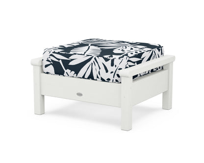 POLYWOOD® Harbour Deep Seating Ottoman in Vintage White / Leaf Marine Indigo