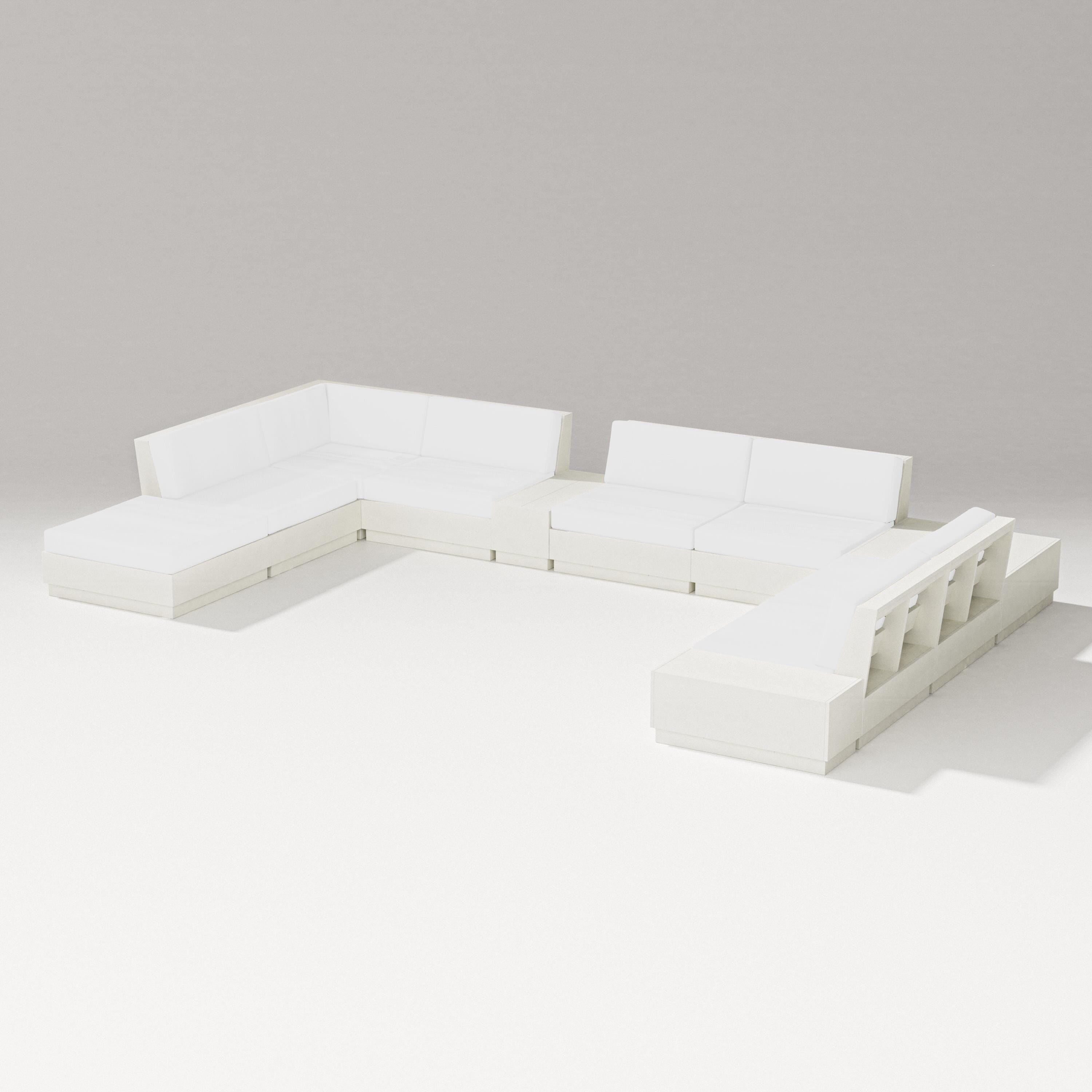PW Designer Series Elevate 11-Piece Conversation Sectional Set in Vintage White / Natural