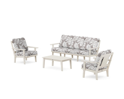 POLYWOOD® Prairie 4-Piece Deep Seating Set with Sofa in Sand / Leaf Grey Mist