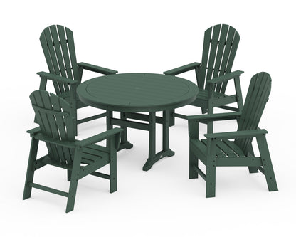 POLYWOOD® South Beach 5-Piece Round Dining Set with Trestle Legs in Green