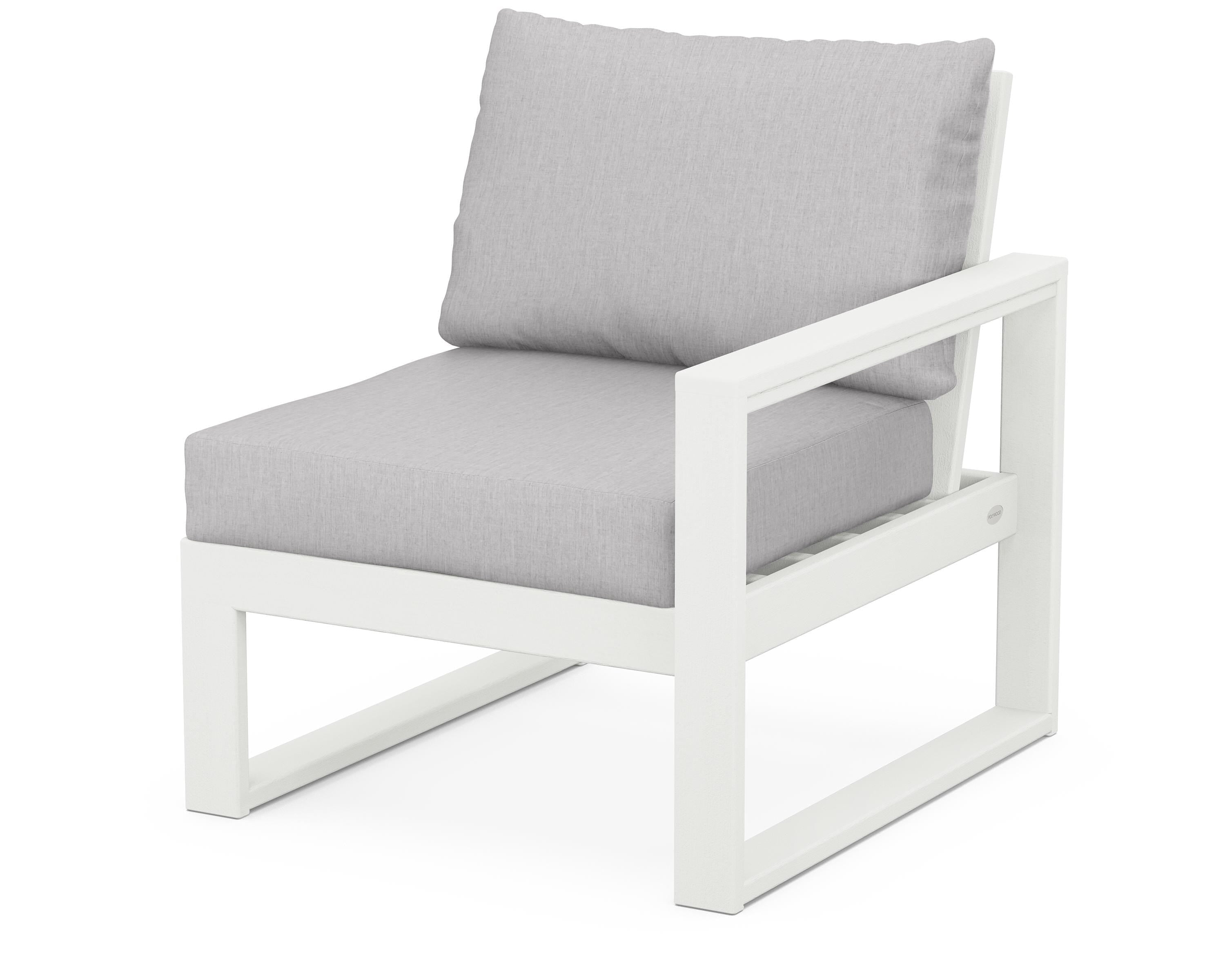 POLYWOOD® EDGE Modular Right Arm Chair in Vintage White / Granite