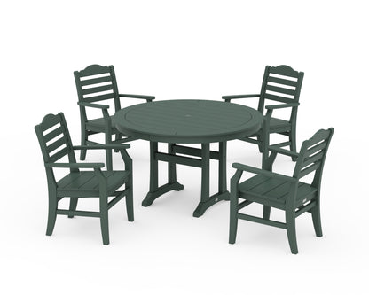 POLYWOOD® Savannah 5-Piece Round Dining Set with Trestle Legs in Green