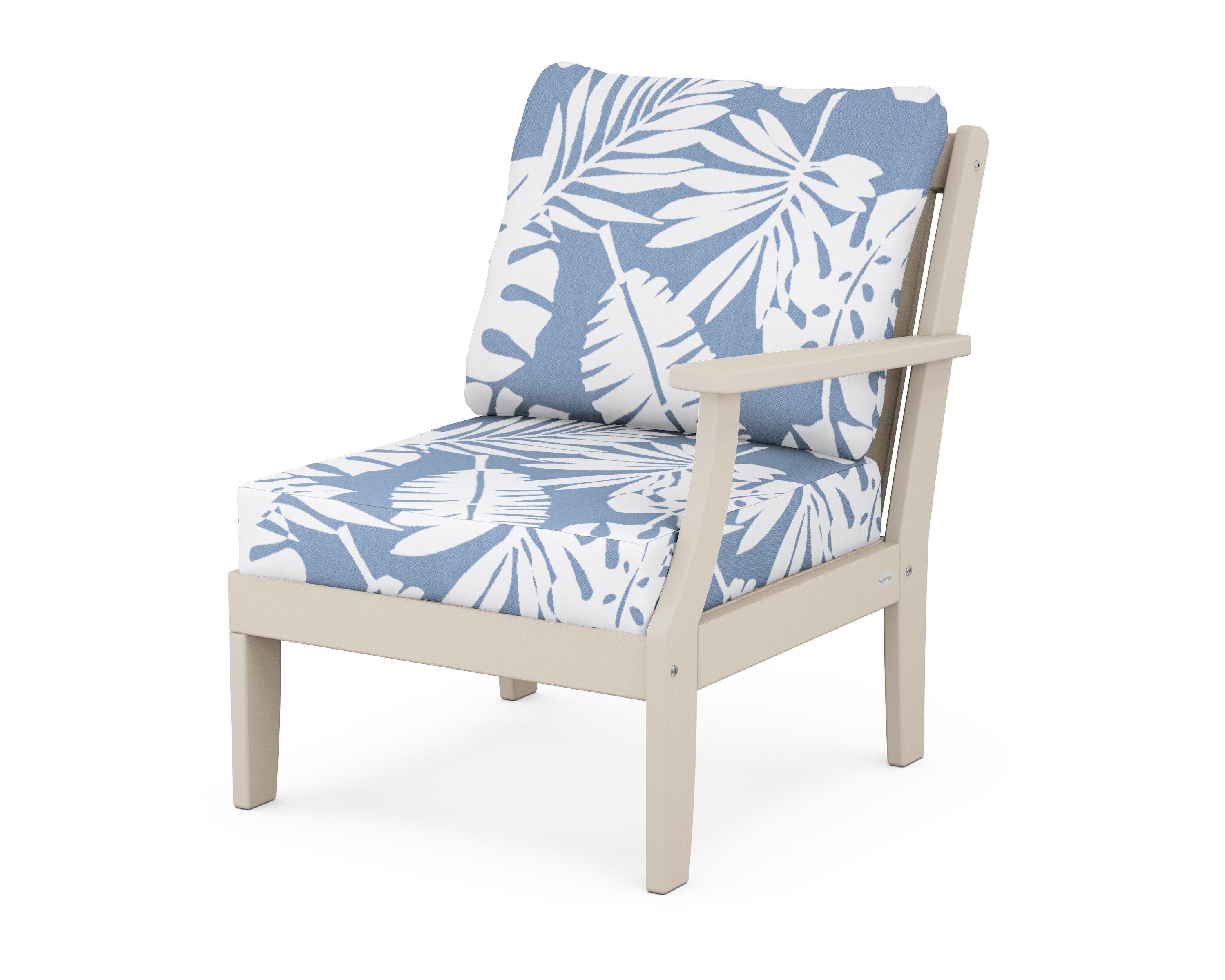 POLYWOOD® Braxton Modular Right Arm Chair in Sand / Leaf Sky Blue