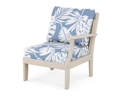 POLYWOOD® Braxton Modular Right Arm Chair in Sand / Leaf Sky Blue