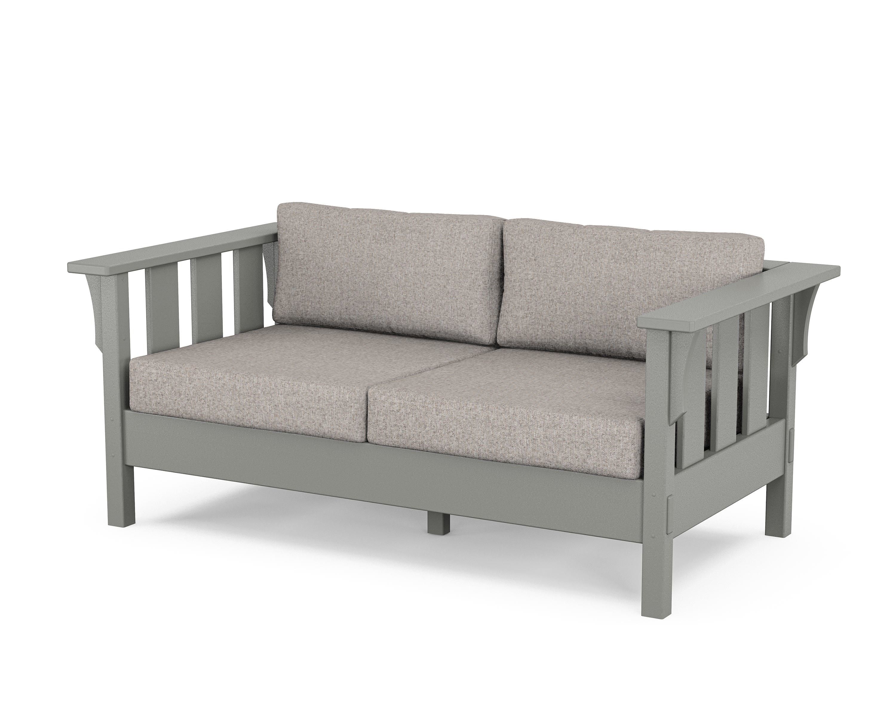 Martha Stewart by POLYWOOD® Acadia Deep Seating Loveseat in Slate Grey / Weathered Tweed