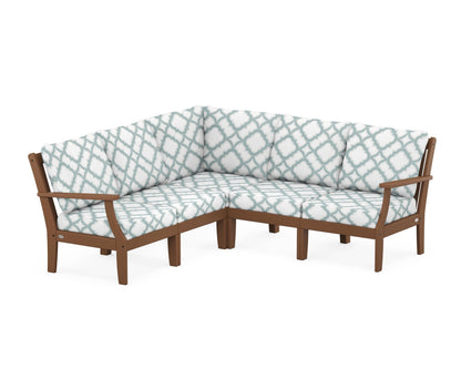 POLYWOOD® Braxton Modular 5-Piece Deep Seating Set in Teak / Trellis Glacier Spa