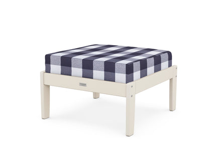 Country Living Cottage Deep Seating Ottoman in Sand / Buffalo Plaid Navy