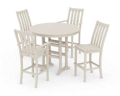 POLYWOOD® Vineyard 5-Piece Nautical Trestle Bar Set in Sand