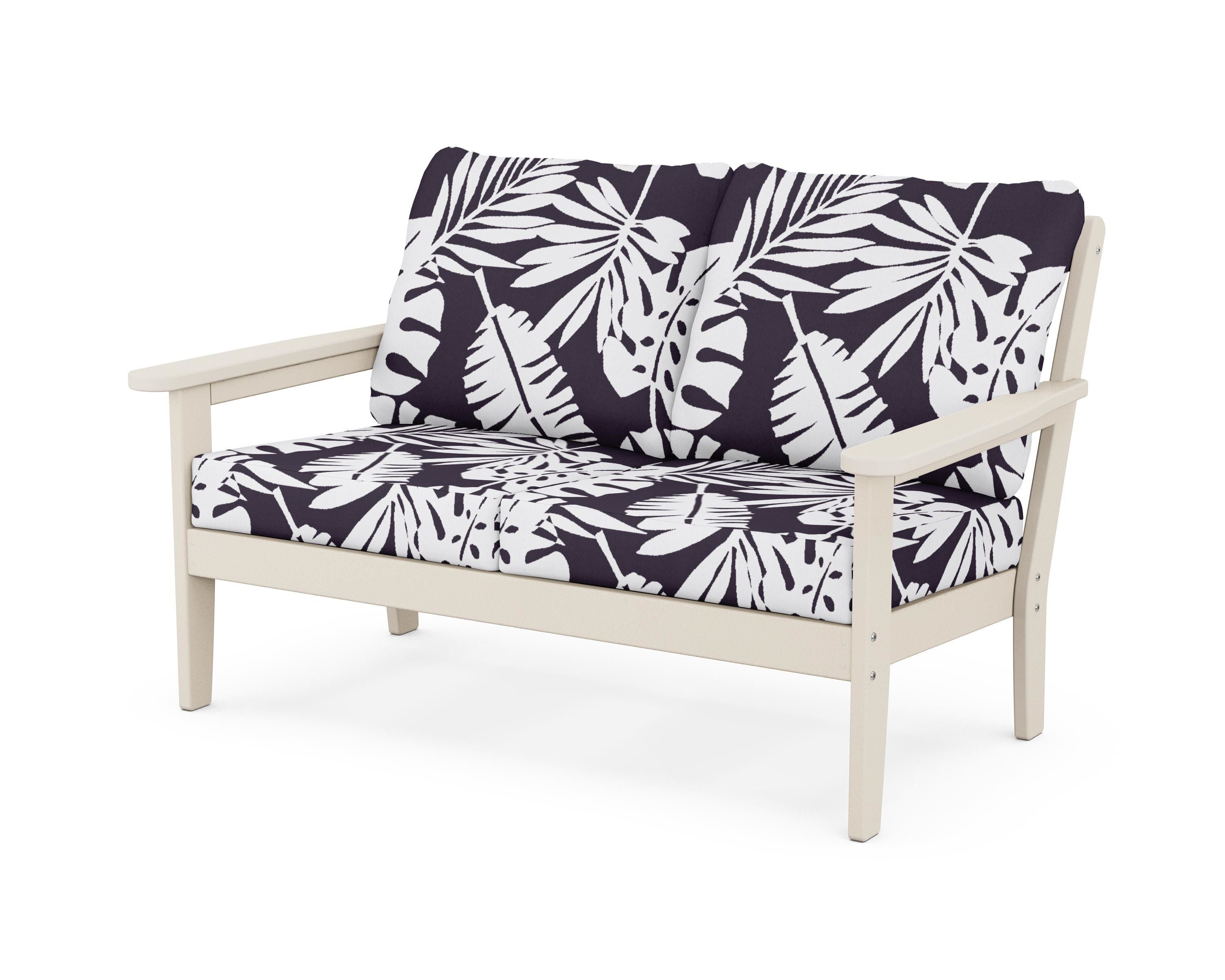 Country Living Cottage Deep Seating Loveseat in Sand / Leaf Navy