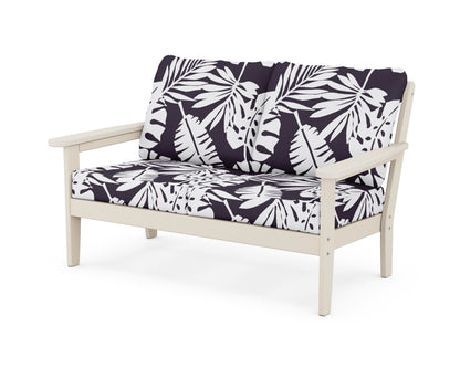 Country Living Cottage Deep Seating Loveseat in Sand / Leaf Navy