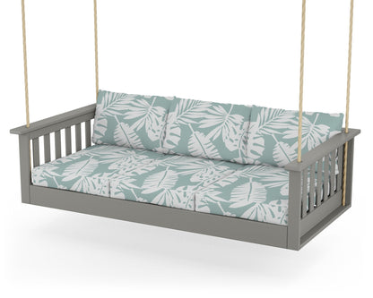 POLYWOOD® Vineyard Daybed Swing in Slate Grey / Leaf Glacier Spa