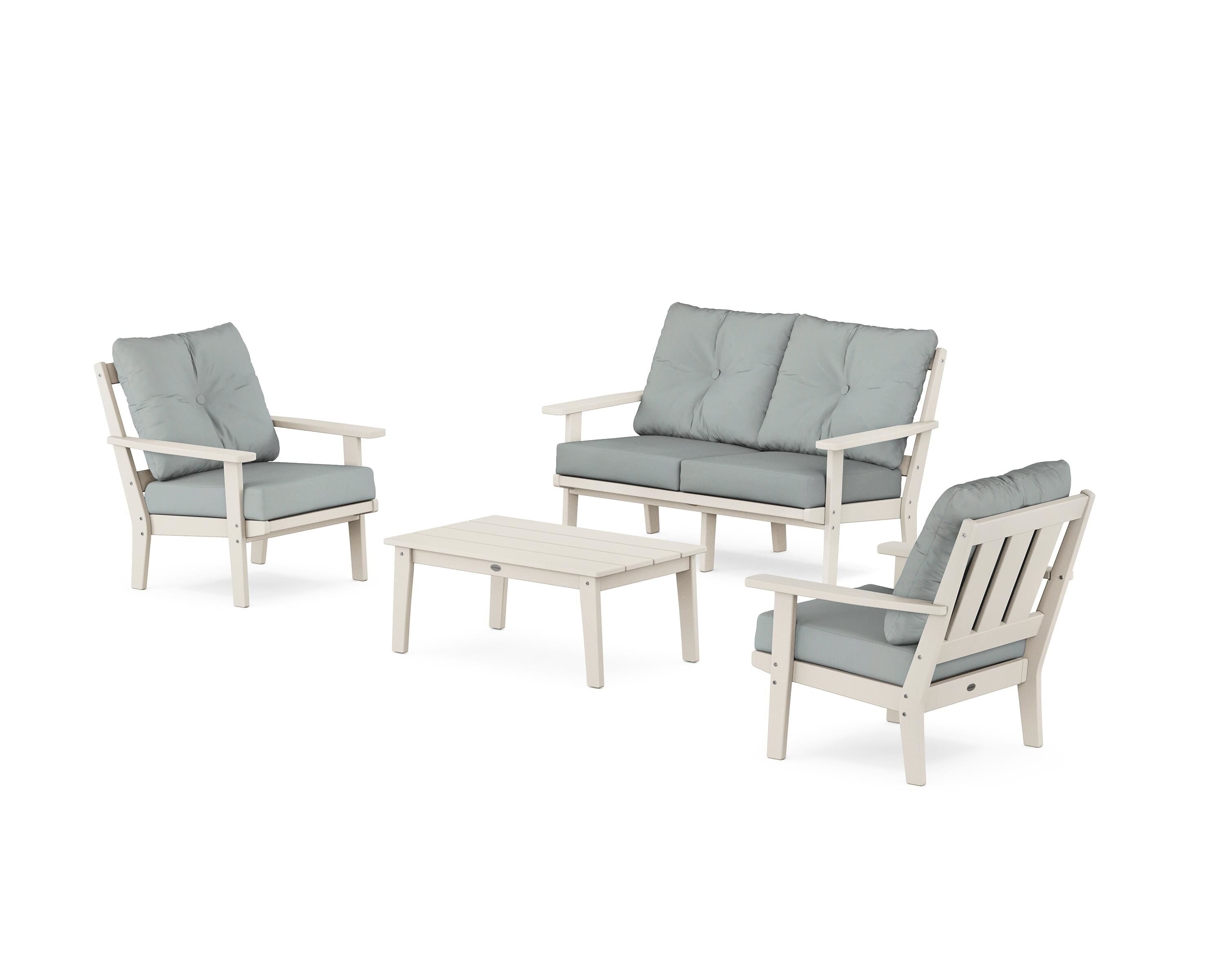 POLYWOOD® Oxford 4-Piece Deep Seating Set with Loveseat in Sand / Spa