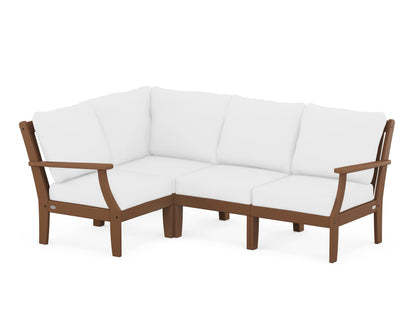 POLYWOOD® Braxton Modular 4-Piece Deep Seating Set in Teak / Natural
