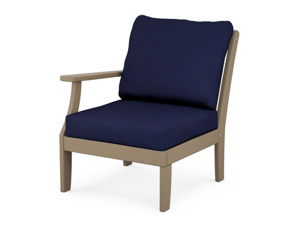 POLYWOOD® Braxton Modular Left Arm Chair in Vintage Sahara / Navy
