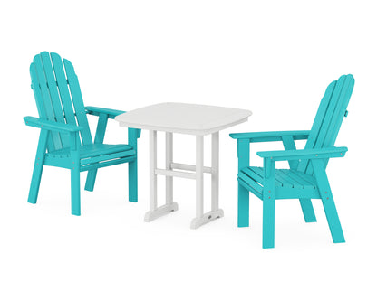 POLYWOOD® Vineyard Adirondack 3-Piece Dining Set in Aruba / White