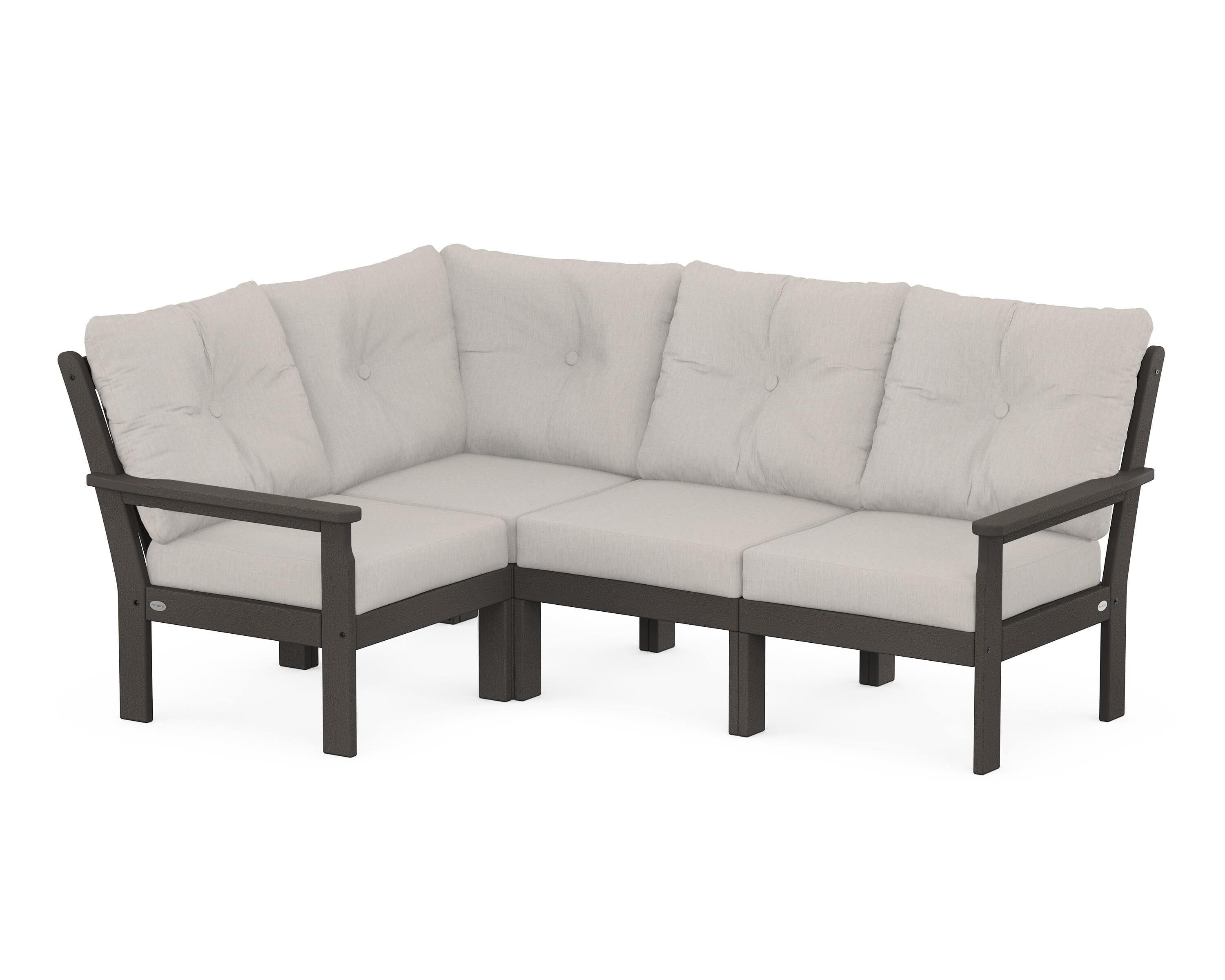 POLYWOOD® Vineyard 4-Piece Sectional in Vintage Coffee / Cast Ash