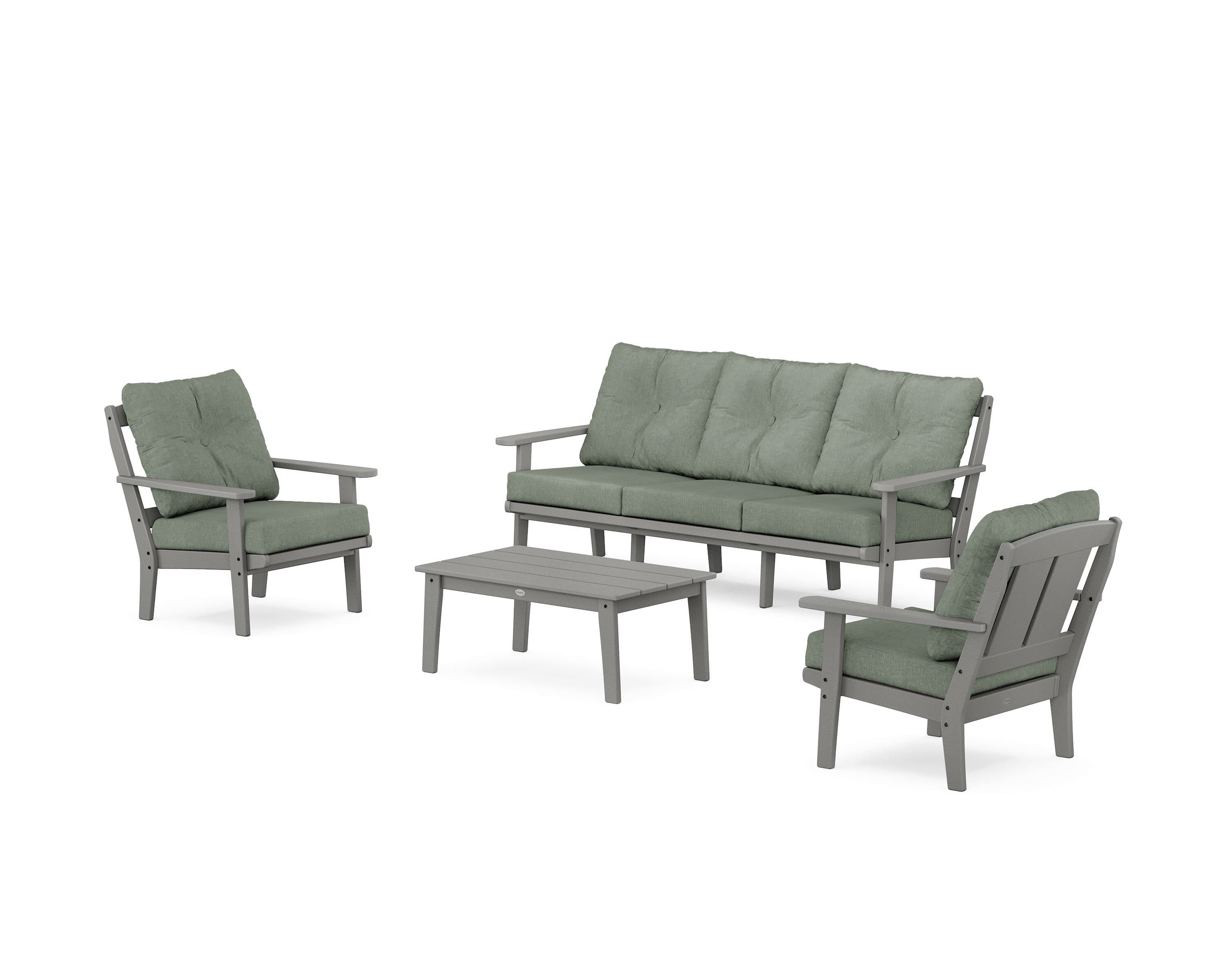 POLYWOOD® Mission 4-Piece Deep Seating Set with Sofa in Slate Grey / Cast Sage